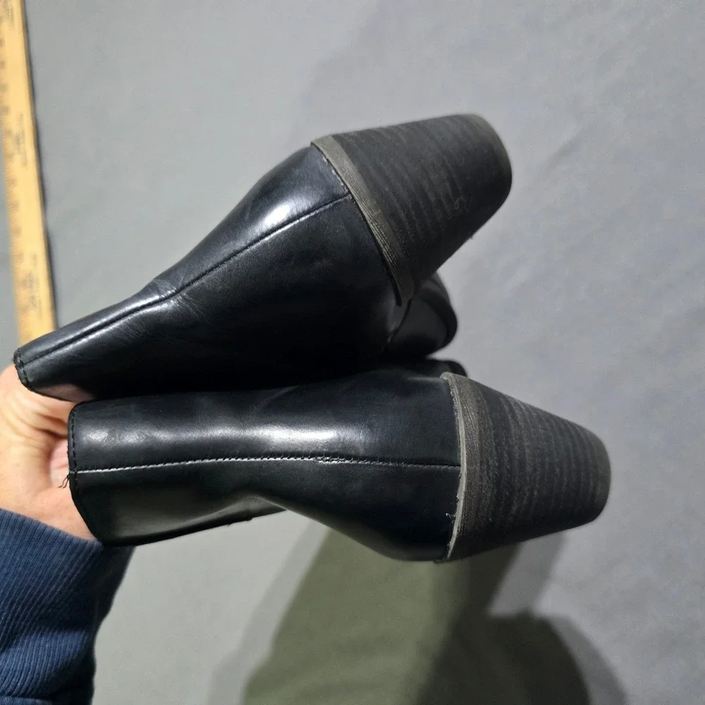 Frye Leather Ankle Boots Women 8.5 Black Block Heel Side Zip 3471729-BLK
